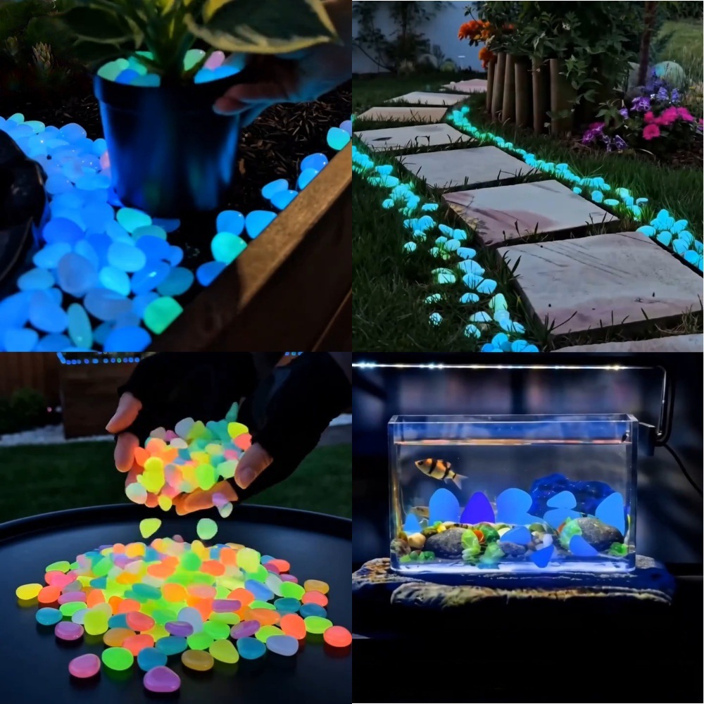 Aquarium Planted - حصى ملونة مضيئة في الظلام لتزيين